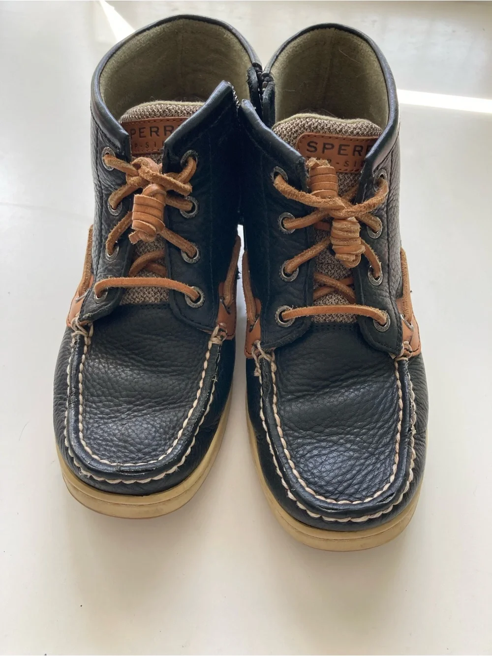 Sperry Kids Navy Blue and Tan Chukka Boat Shoes